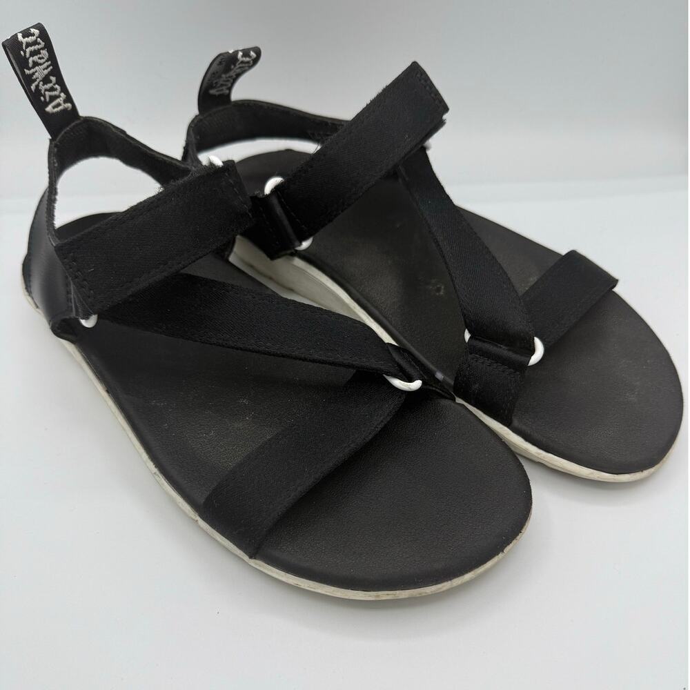 Dr Martens AirWair Balfour Black White Z Strap Open Toe Flat Sandals U.S 9